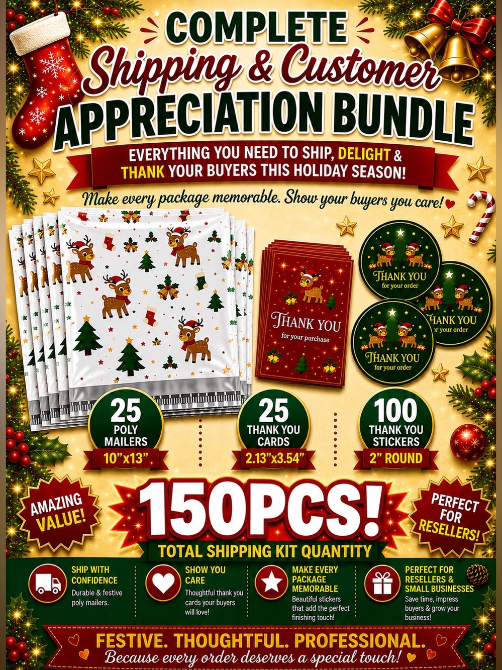 150pc Bundle: 25 Poly Mailers, 25 Cards & 100 Stickers - Picture 9 of 9